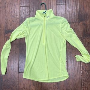 Under arm out heat gear long sleeve neon zip pull over